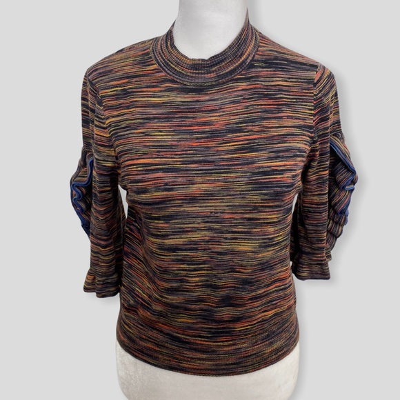 See By Chloe Tops - See by Chloe Multicolor Space Dye Ruffle Sleeve Sweater